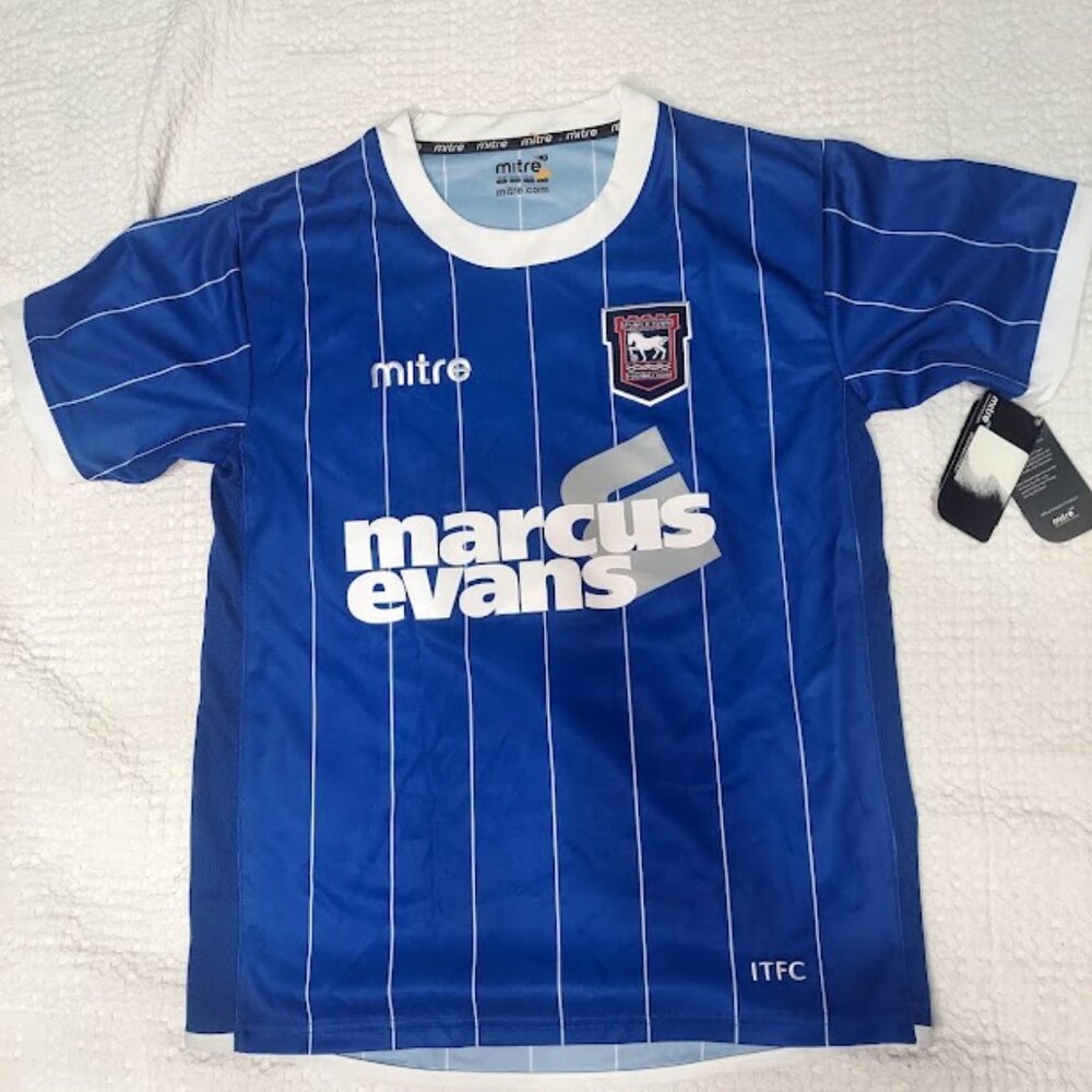 PSWICH‎ TOWN Mitre Jersey Shirt Youth Size L 11/12 Blue Short Sleeve New